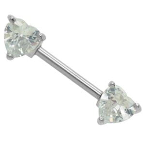Heart Jewelled Nipple Bar - Clear