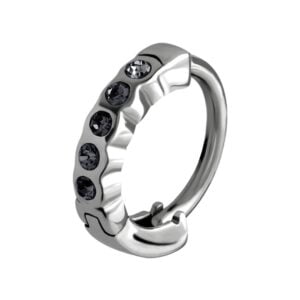 Huggy Steel Belly Button Ring - Black Jewels