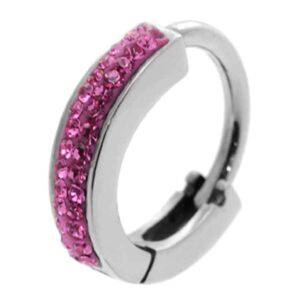 Huggy Steel Belly Button Ring - Pink Sparkle