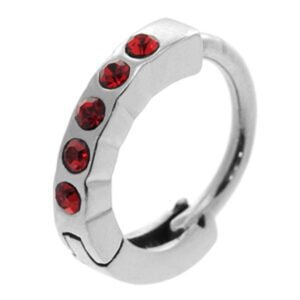 Huggy Steel Belly Button Ring - Ruby Red Jewels