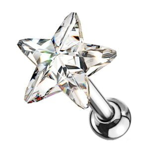 Crystal Star Cartilage Tragus Stud - Clear