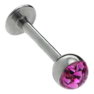 Smooth Jewel Steel Labret Stud - Fuchsia