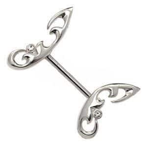 Sterling Silver & Steel Nipple Piercing Bar - Butterfly
