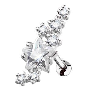 Surgical Steel Star Lined Cartilage Stud - Clear