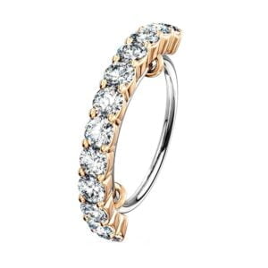 Rose Gold Half Circle Jewelled Annealed Ring - Clear