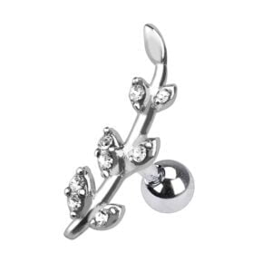 Jewelled Flower Vine Helix Stud - Clear