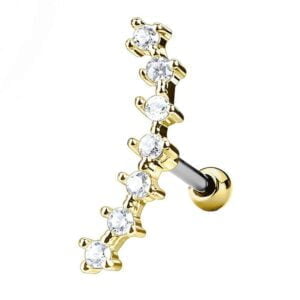 Gold Plated CZ Jewelled Cartilage Stud - Clear