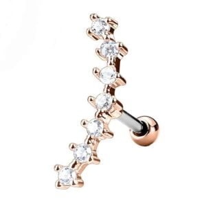 Rose Gold CZ Jewelled Cartilage Stud - Clear