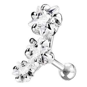 Surgical Steel Triple CZ Crystal Star Cartilage Stud