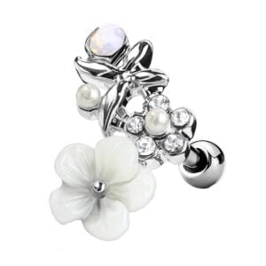 Flowered Surgical Steel Cartilage Stud