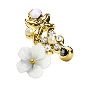 Flowered Gold Plated Surgical Steel Cartilage Stud