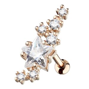 Rose Gold Surgical Steel Star Lined Cartilage Stud