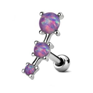 Surgical Steel Tragus / Cartilage Stud - Opal Purple