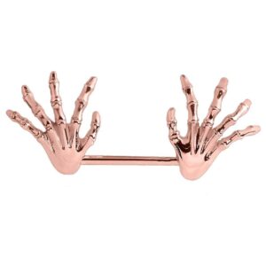 Rose Gold Skeleton Hands Nipple Bar