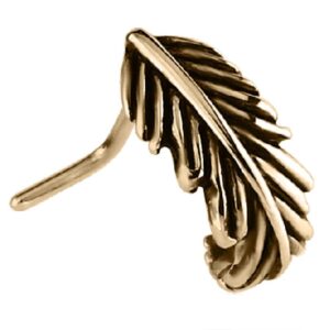 Zircon Gold 90 Degree Nose Stud - Feather