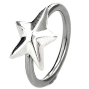 Silver & Steel Ball Closure Ring - Large Outward Star