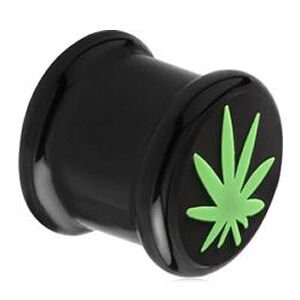 Acrylic & Silicone Flesh Plug - Marijuana