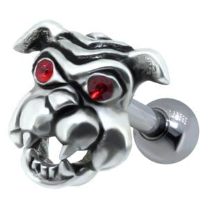 Jewelled Ear Piercing Bar - Red Bulldog