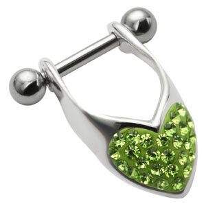 Sterling Silver Mini Helix Shield - Green Heart