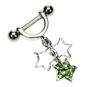 Helix Piercing Shield - Green Star Charms
