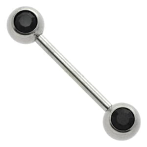 Jewelled Surgical Steel Nipple Bar - Black