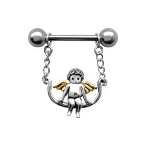 Sterling Silver and Steel Nipple Chain - Angel Swing