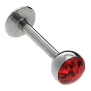 Smooth Jewel Steel Labret Stud - Red