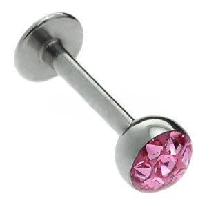 Smooth Jewel Steel Labret Stud - Pink