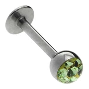 Smooth Jewel Steel Labret Stud - Green