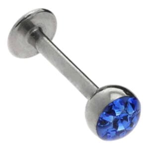 Smooth Jewel Steel Labret Stud - Blue
