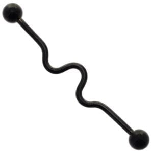 Black Titanium Scaffold Barbell - Wavy
