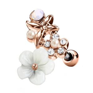 Flowered Rose Gold Cartilage Stud