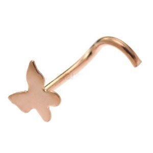 Rose Gold Plated Sterling Silver Nose Stud - Butterfly