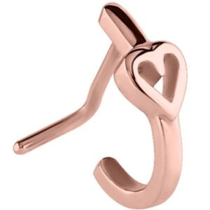 Rose Gold Surgical Steel 90 Degree Nose Stud - Heart