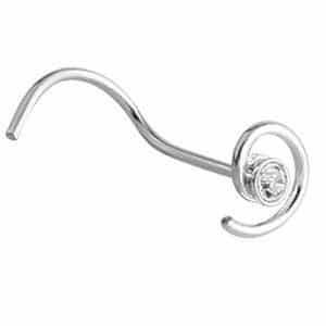 Spiral Silver Nose Stud - Crystal