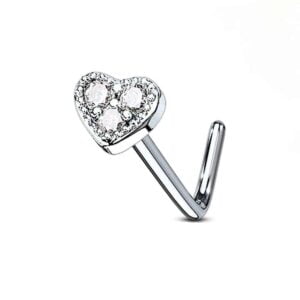 Surgical Steel Heart Nose Stud - Clear