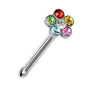 Surgical Steel Nose Bone - Multi Jewel Flower