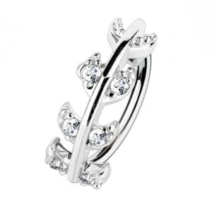 Surgical Steel Jewelled Vine Nose Ring - Clear