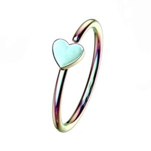 Surgical Steel Rainbow Heart Nose Ring