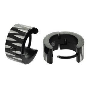 Black Stainless Steel Earrings - Tribal Cuts