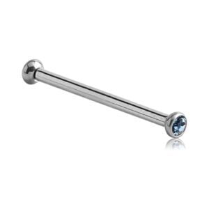 Jewelled 1.0mm Surgical Steel Barbell - Aqua