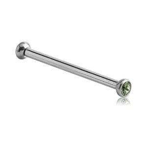 Jewelled 1.0mm Surgical Steel Barbell - Green
