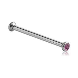Jewelled 1.0mm Surgical Steel Barbell - Purple