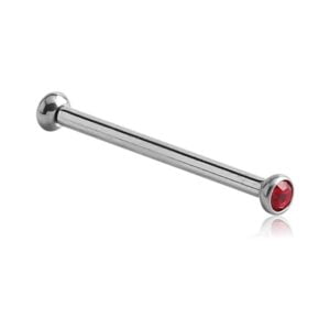 Jewelled 1.0mm Surgical Steel Barbell - Red