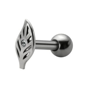 Jewelled Silver and Steel Tragus Stud - Crystal Clear Tree