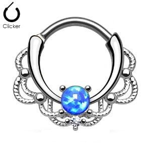 Opal Blue Jewelled Septum Ring
