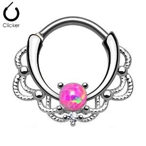 Opal Pink Jewelled Septum Ring