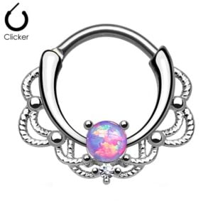 Opal Purple Jewelled Septum Ring