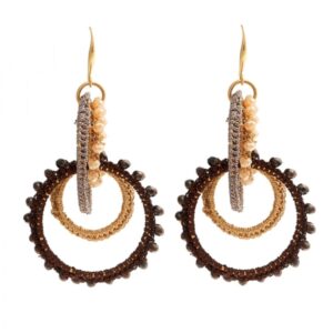 Springtime Light Brown Beaded Earrings