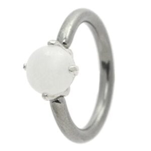 Milk Jewel Belly Ring - White